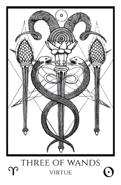 bordered BW 3 of Wands