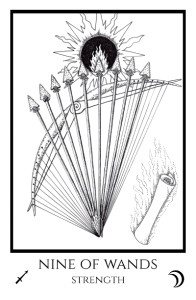 bordered BW 9 of Wands