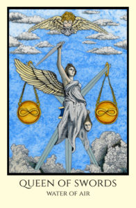 bordered color Queen of Swords